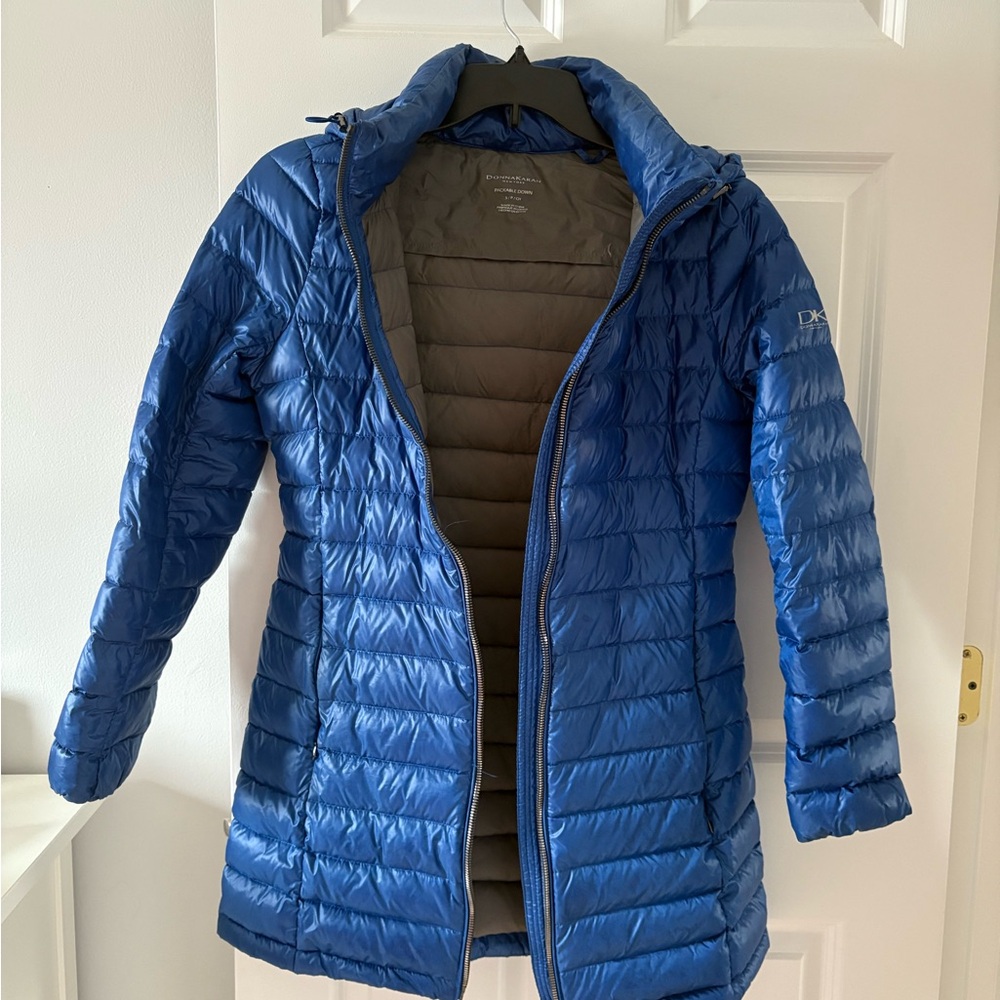 Donna Karan Blue Packable Down Jacket - image 2